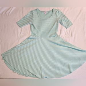 Lularoe Womens Size Xl Mint Green And White Striped Amelia Dress